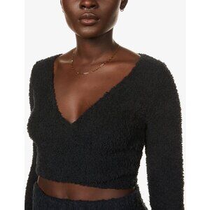 SKIMS Cozy Knit Wrap Top Onyx Womens Small/Medium